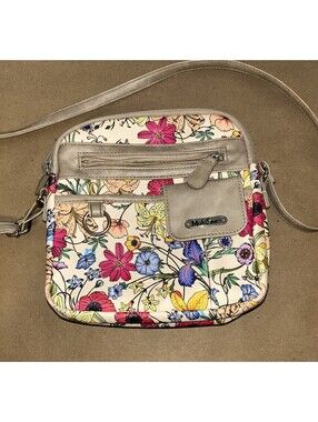 MultiSac North South Floral Zip Around Crossbody Bag Multiple Pockets Travel